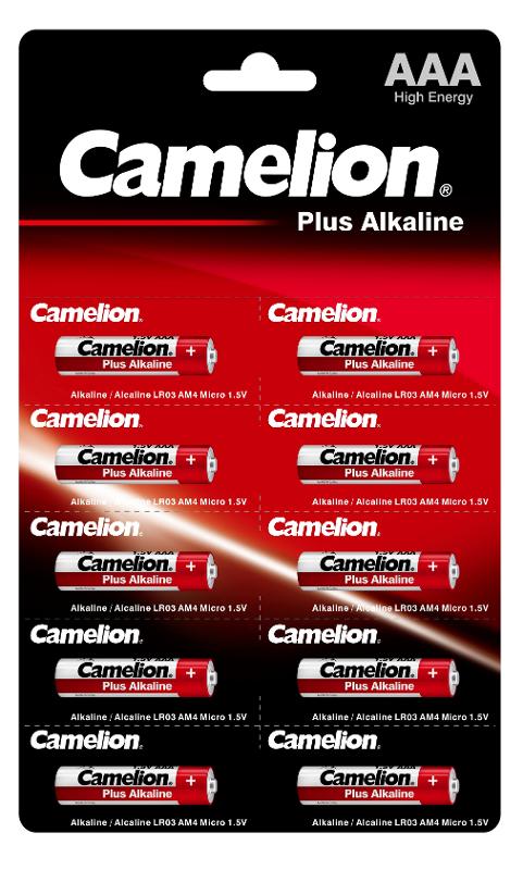 Camelion Plus Alkaline LR03 BL-1x10 отрывные (LR03-BP1x10P, мизинчиковая батарейка ААА 1.5В) (10/120/720)