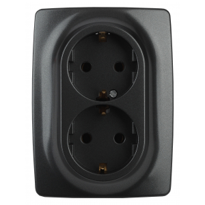 12-2106-05 ЭРА Розетка 2X2P+E Sсhuko, 16A-250В, IP20, ЭРА12, антрацит