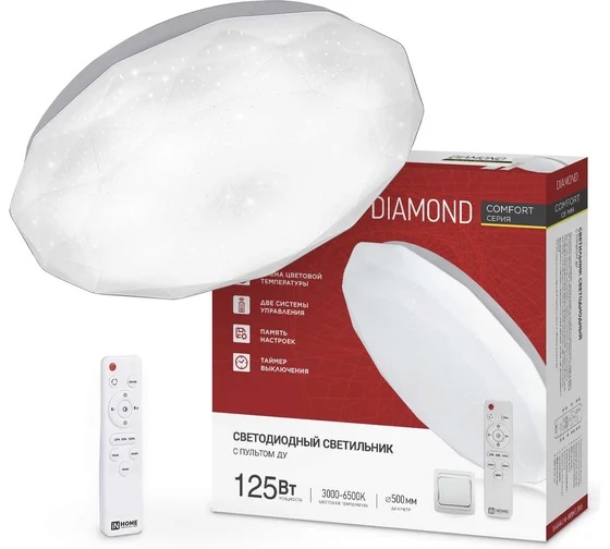 Светильник светодиодный COMFORT DIAMOND 125Вт 230В 3000-6500K 10000Лм 500x105мм с пультом ДУ IN HOME