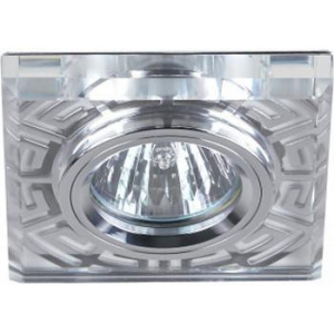 DK27 CH/WH Светильник ЭРА декор стекло квадрат MR16,12V/220V, 50W, хром/прозрачный